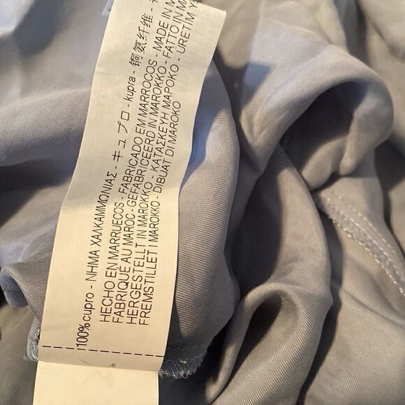 Zara ruched front slit midi long satin  tunic light blue XS - Picture 10 of 10